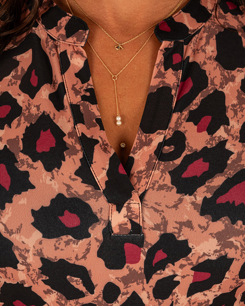 Roest/panterprint travelstof jurk/tuniek van Angelle Milan