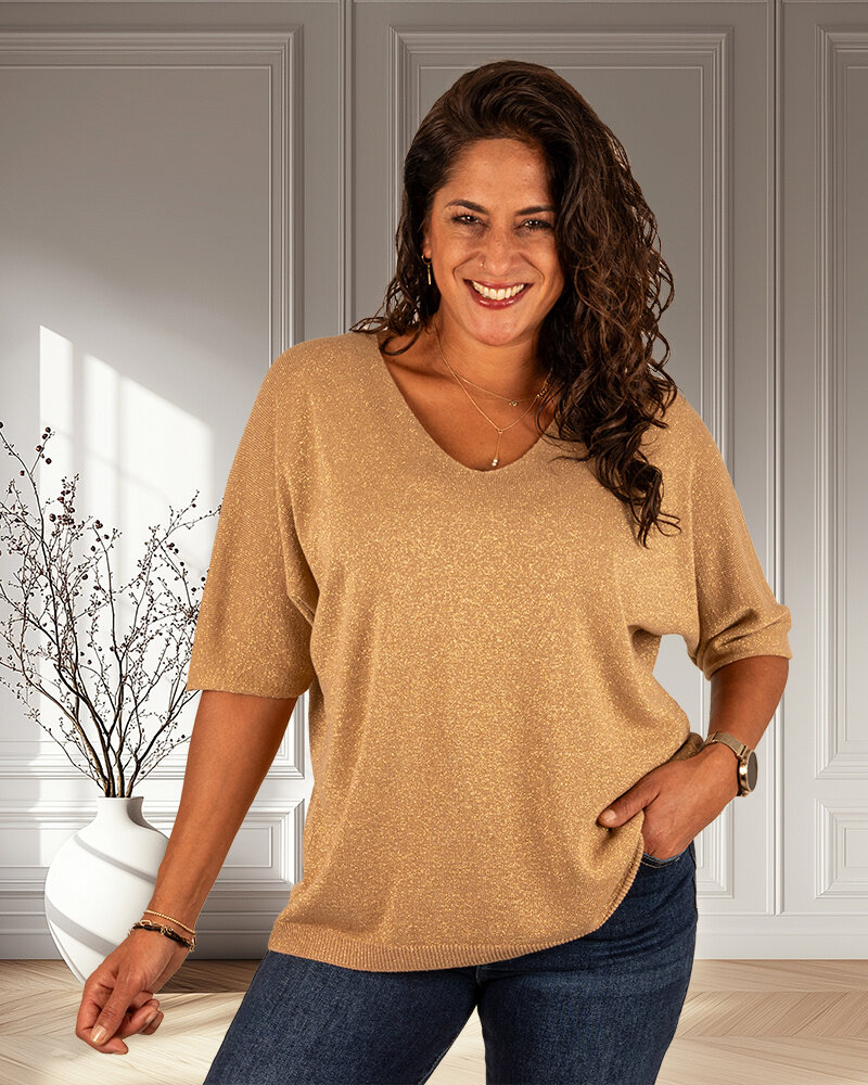 Beige trui glitter van Triple Nine