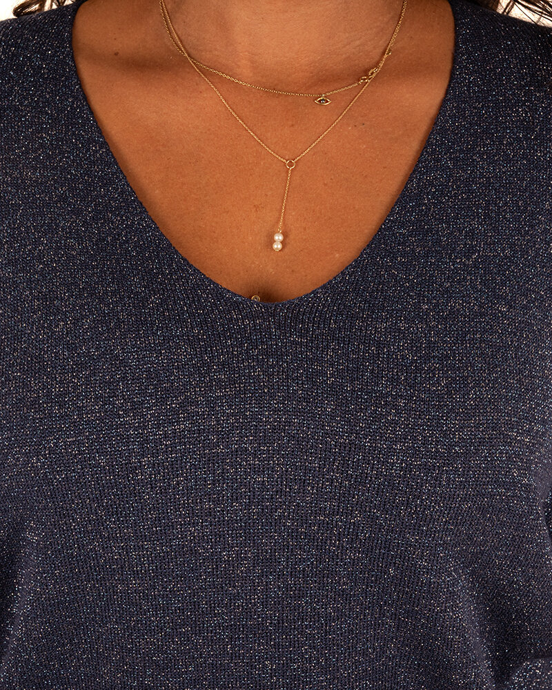 Blauwe trui glitter van Triple Nine