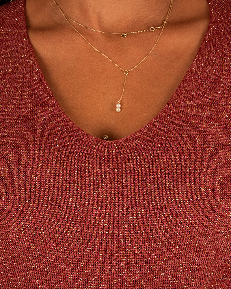 Bordeaux trui glitter van Triple Nine