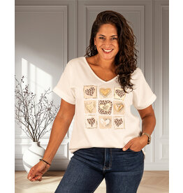 Ecru shirt hartjesprint