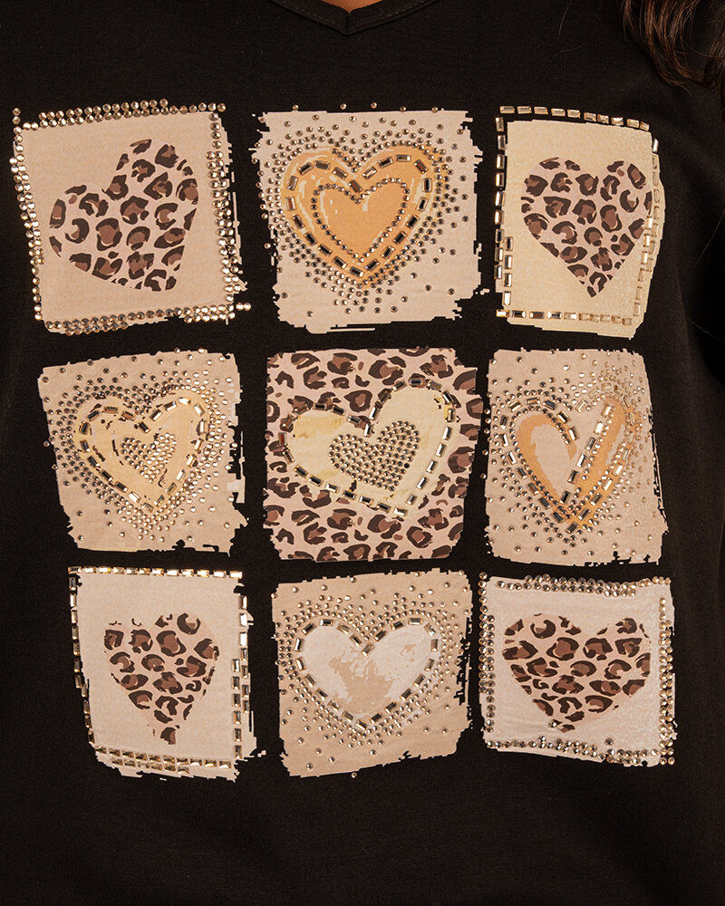 Zwart shirt hartjesprint van Dyvie