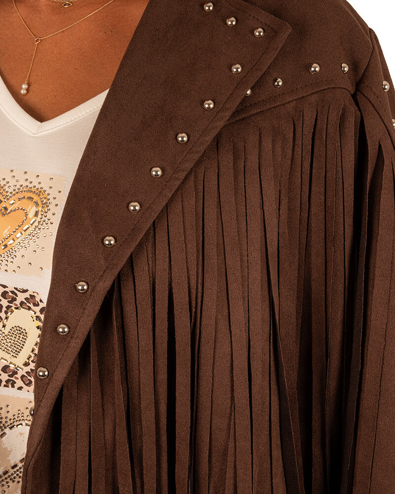 Donkerbruin jasje met franjes van Zeta Otto