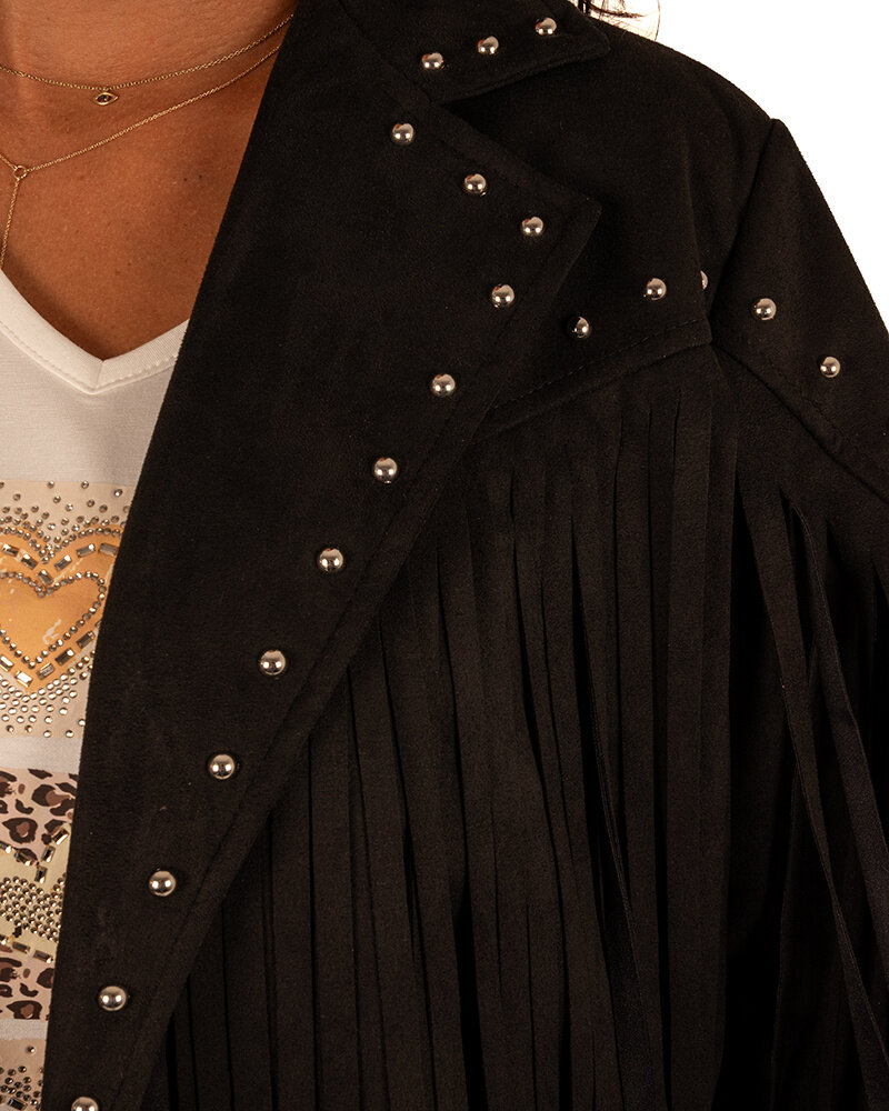 Zwart jasje met franjes van Zeta Otto