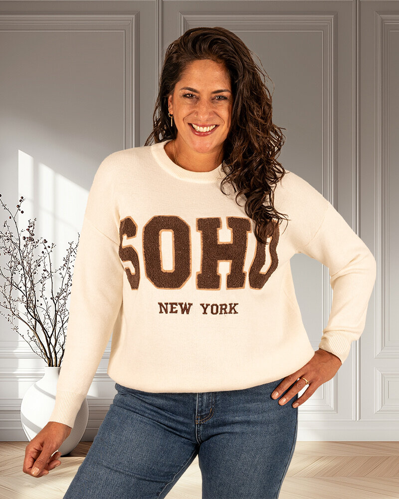 Beige trui "Soho" van Flamant Rose