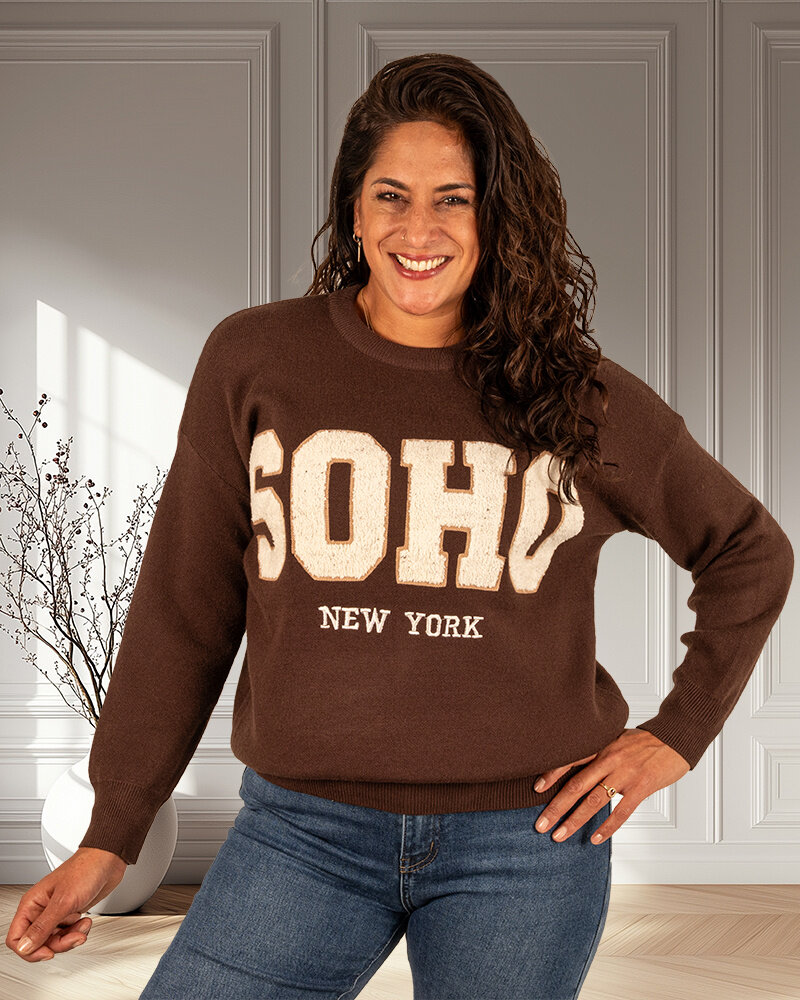 Donkerbruine trui "Soho" van Flamant Rose