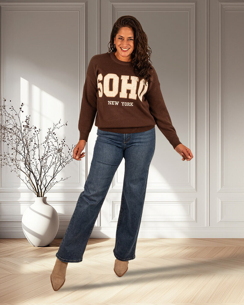 Donkerbruine trui "Soho" van Flamant Rose