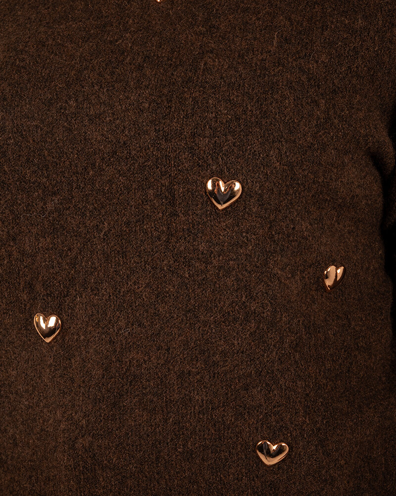 Donkerbruine trui hartjes van Flamant Rose