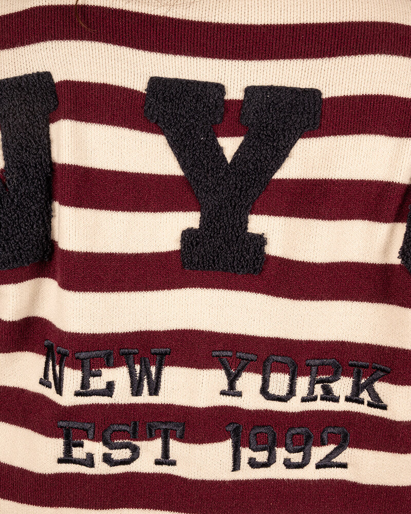 Bordeaux/ecru gestreepte trui van Flamant Rose