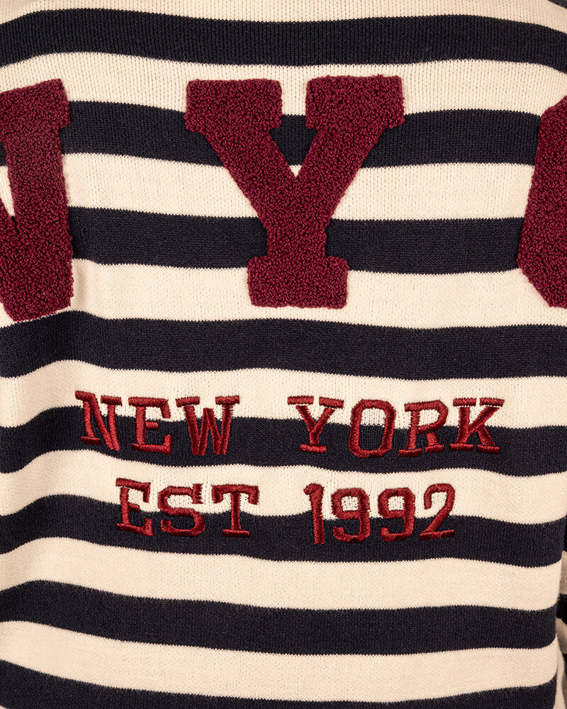 Blauw/ecru gestreepte trui van Flamant Rose