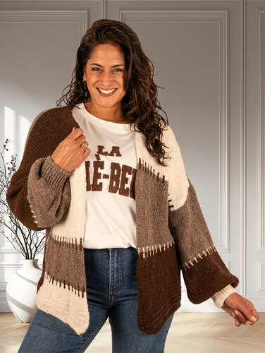 Bruin/beige gebreid vest van Willy-Z