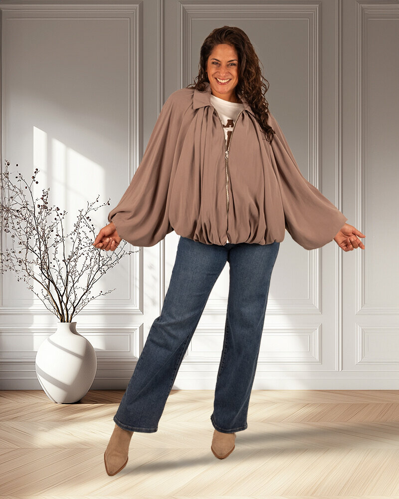 Taupe ballonjas van El-Vita