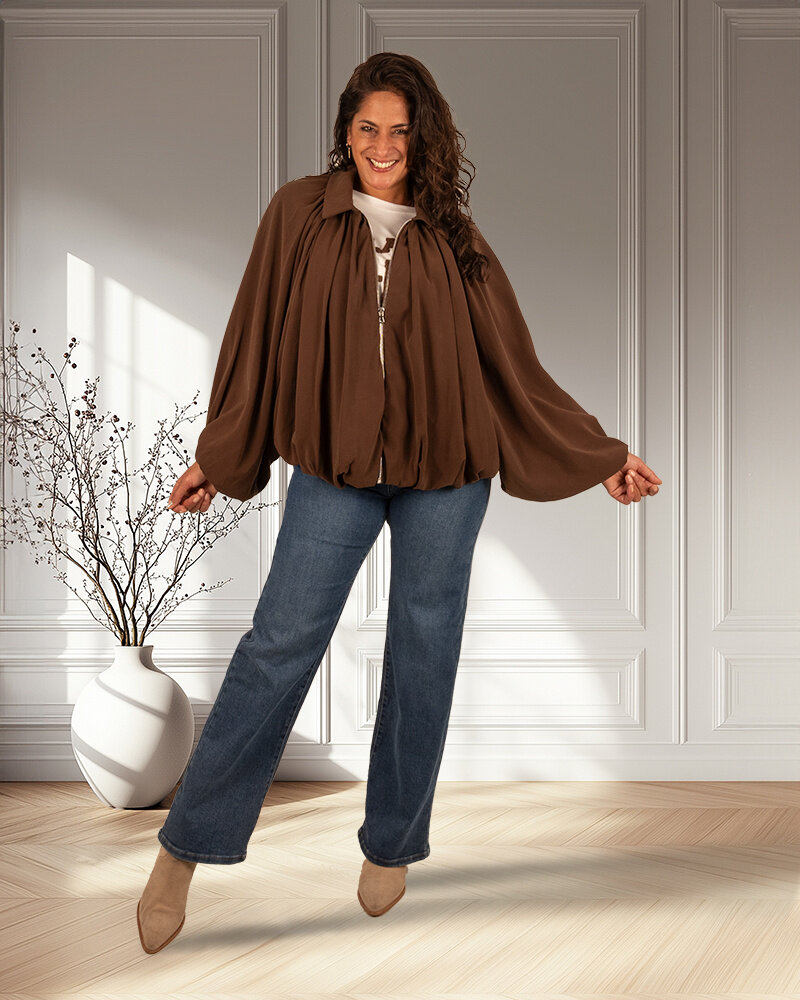 Donkerbruine ballonjas van El-Vita