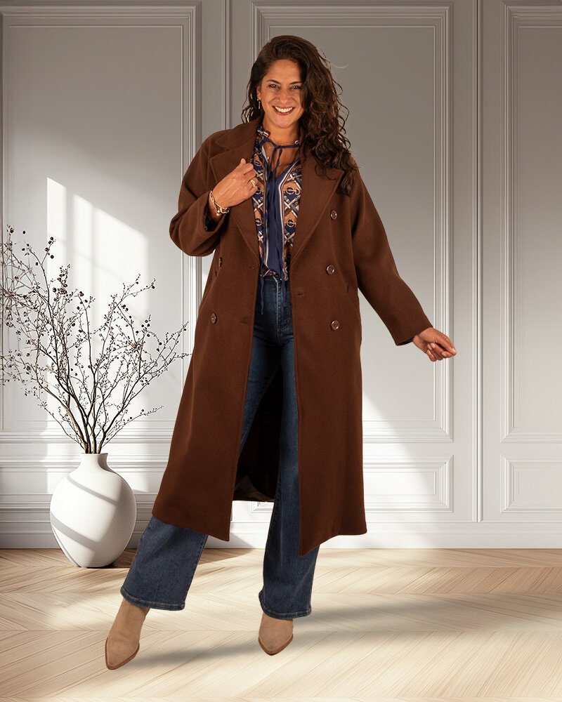 Bruine lange jas van El-Vita