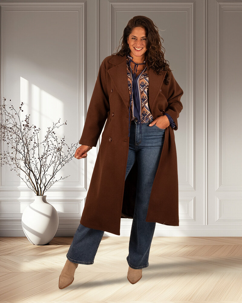 Bruine lange jas van El-Vita