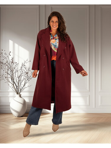 El-Vita Bordeaux lange jas