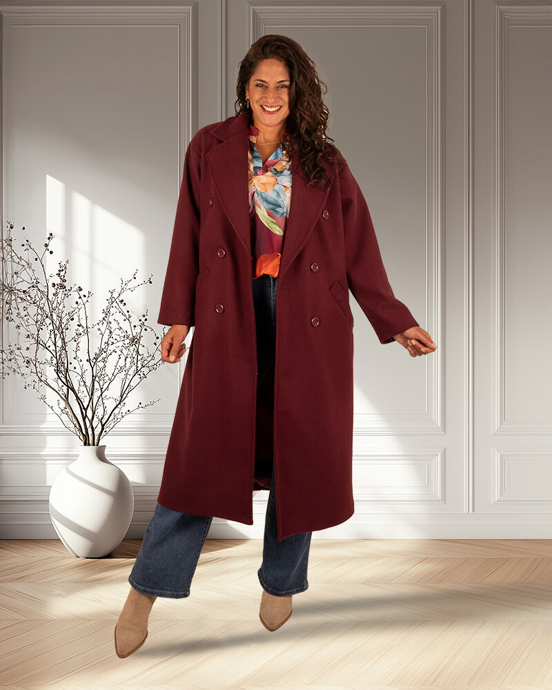 Bordeaux lange jas van El-Vita