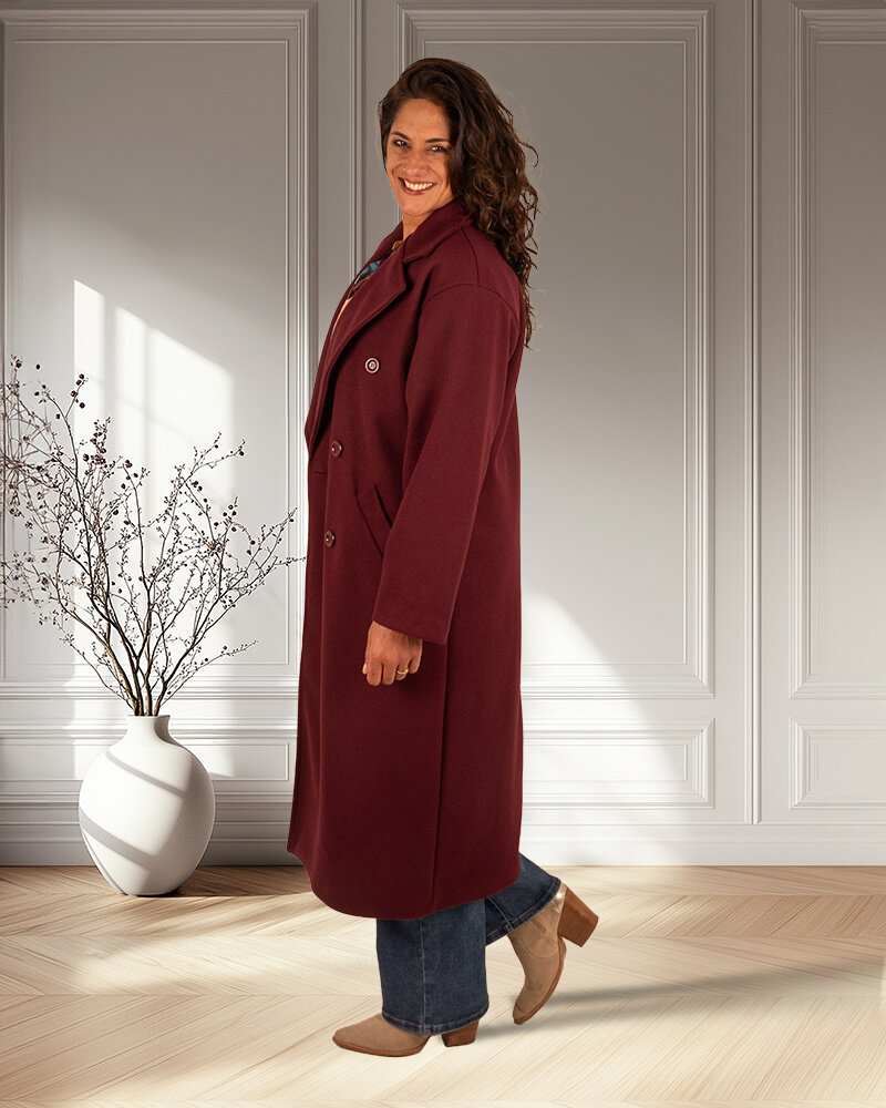 Bordeaux lange jas van El-Vita