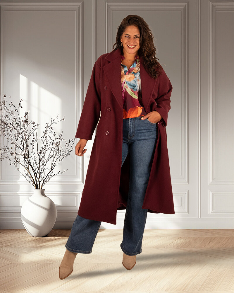 Bordeaux lange jas van El-Vita