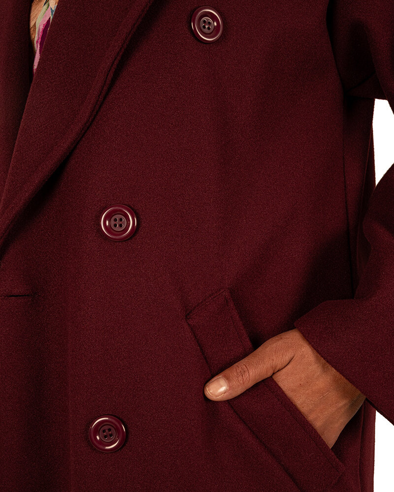 Bordeaux lange jas van El-Vita