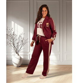 El-Vita Bordeaux jogpantalon met bies