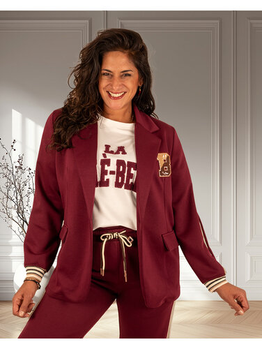 Bordeaux jogging blazer  met bies