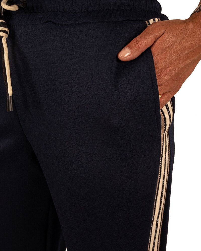 Donkerblauwe jogpantalon met bies van El vita