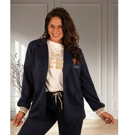 Donkerblauwe jogging blazer  met bies