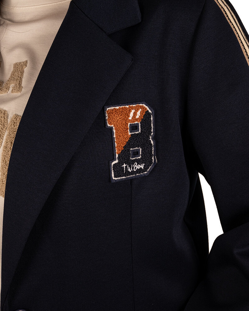 Donkerblauwe jogging blazer met bies van El vita
