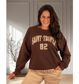 Donkerbruine sweater "Saint-Tropez"