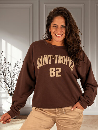 Donkerbruine sweater "Saint-Tropez"