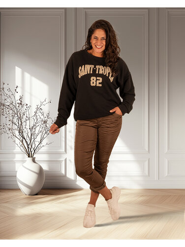 Donkerbruine glans broek van Dyvie