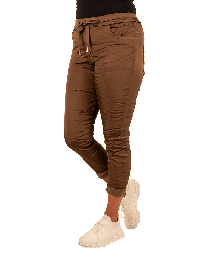 Donkerbruine glans broek van Dyvie