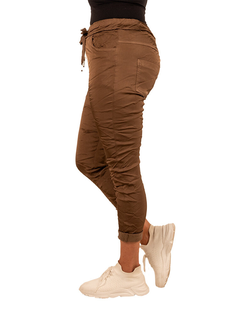 Donkerbruine glans broek van Dyvie