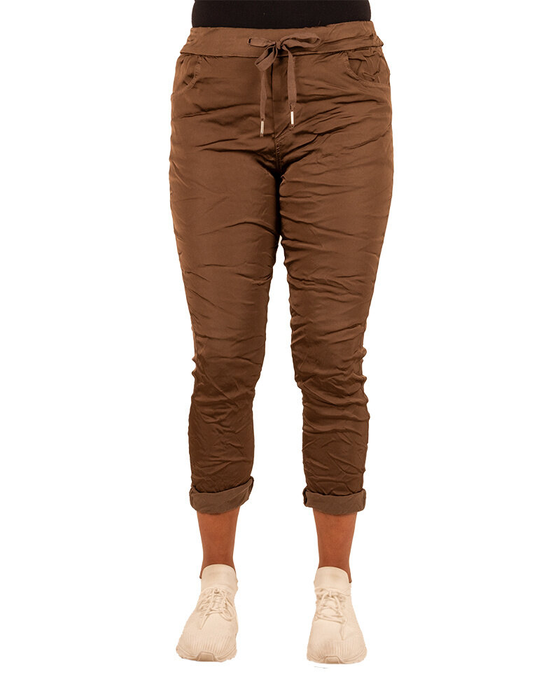 Donkerbruine glans broek van Dyvie