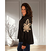 Zwarte blouse met gouden mouw applicatie van Gemma Ricceri