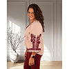 Bordeaux/ecru gestreepte blouse met borduur van Millenium