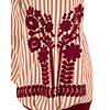 Bordeaux/ecru gestreepte blouse met borduur van Millenium