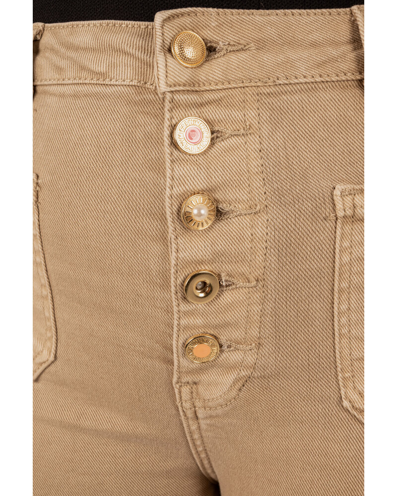 Beige wide leg jeans met knopen van Folyrose