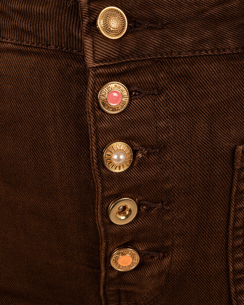 Donkerbruine wide leg jeans met knopen van Folyrose