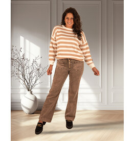 Lichtbruine wide leg jeans met knopen