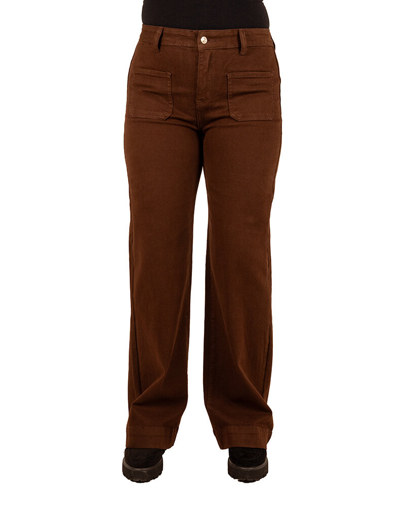 Donkerbruine wide leg jeans van Folyrose