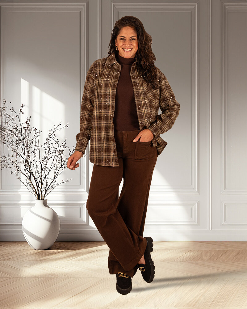 Donkerbruine wide leg jeans van Folyrose