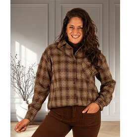 Bruin geruite blouse strass