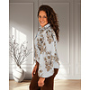 Blauw/wit gestreepte blouse groene/bruine print van Gemma Ricceri