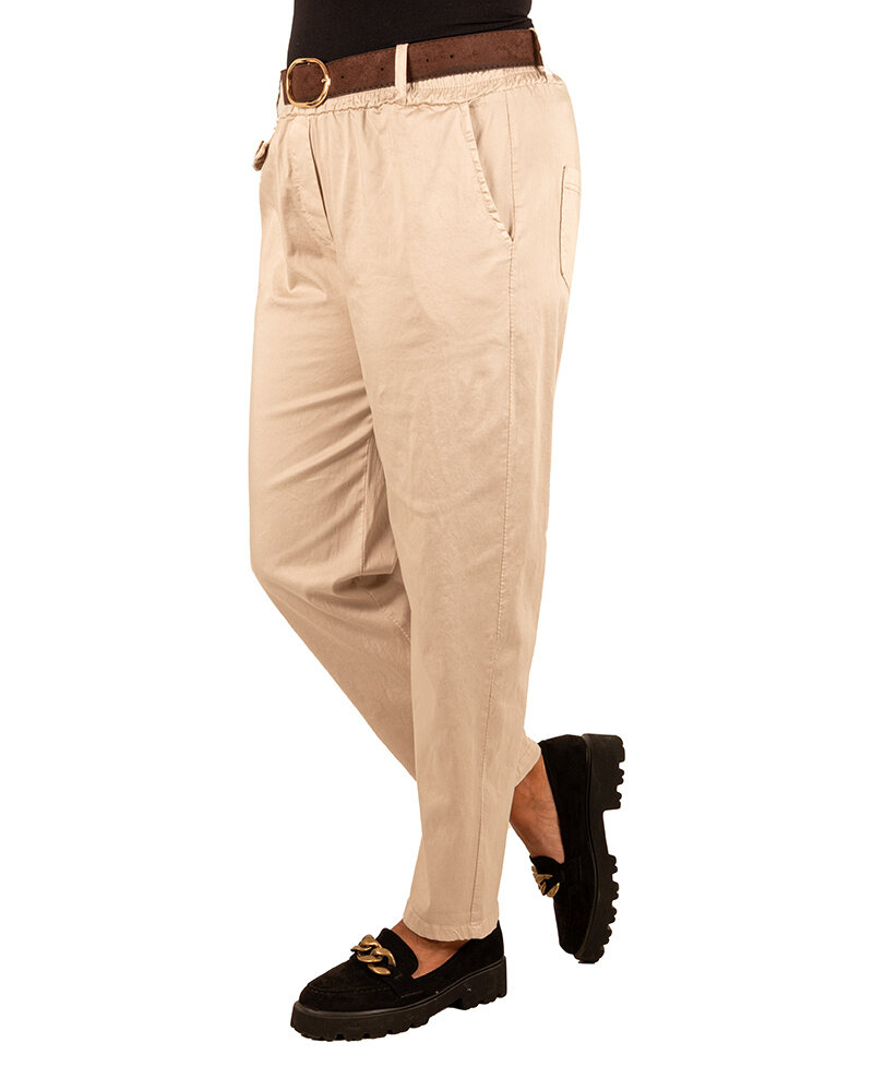 Beige stretch broek met riem van Héra