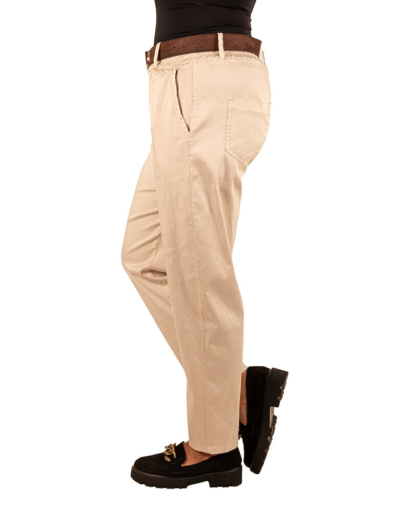 Beige stretch broek met riem van Héra