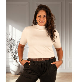 Ecru shirt met opstaand boordje
