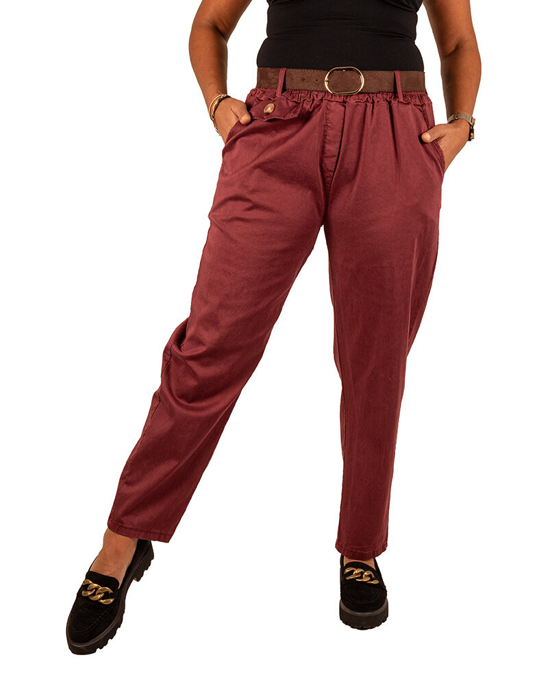 Bordeaux stretch broek met riem van Héra