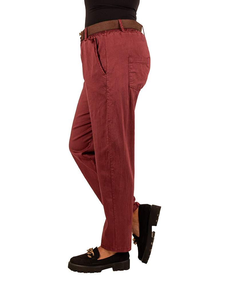 Bordeaux stretch broek met riem van Héra